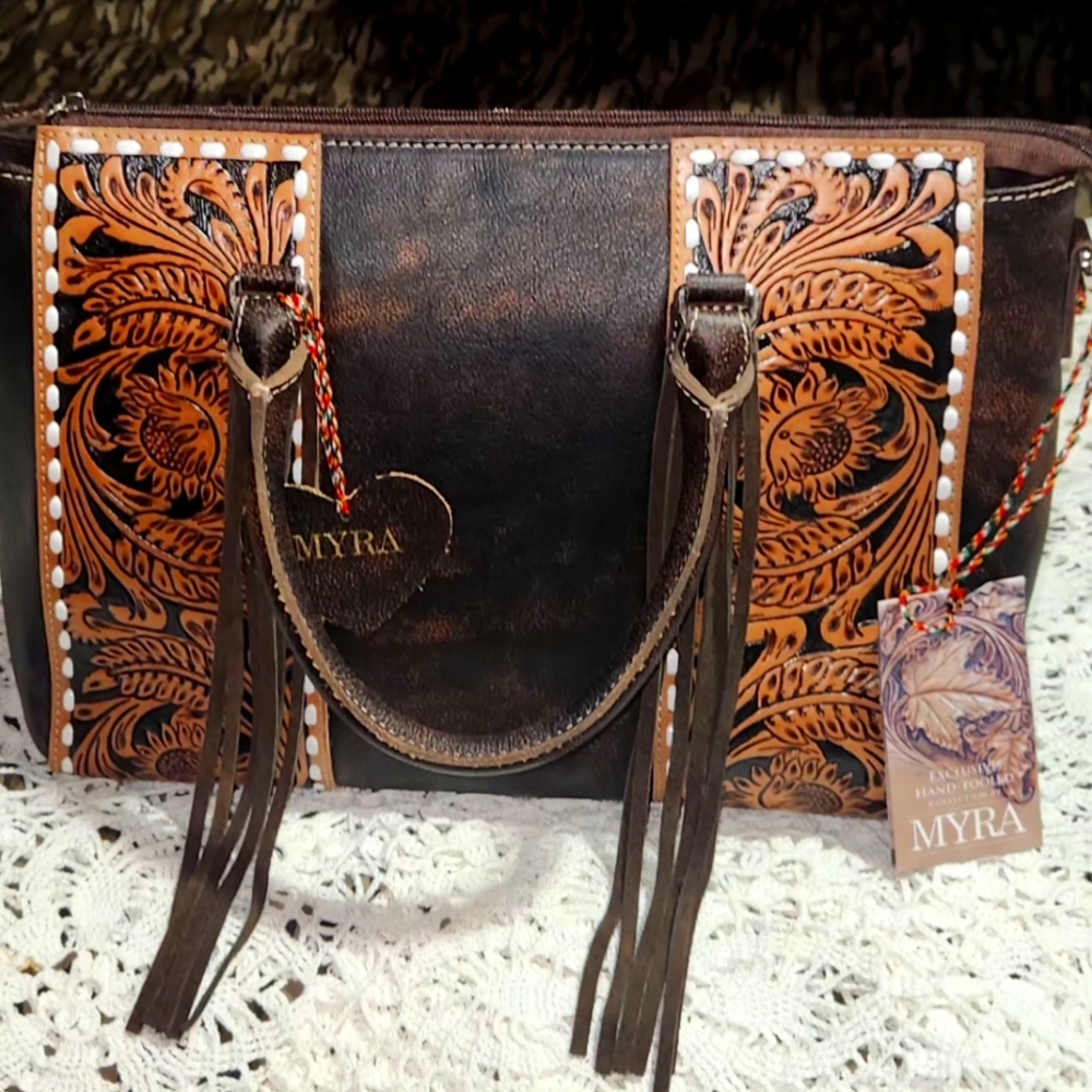 Myra Bag Women's Brown and Tan Bag (has CC zippers) New